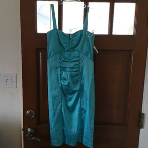 Betsy & Adam Ruched Slimming Teal Dress NWT PROM!